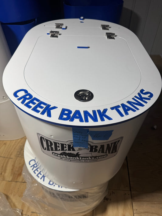 Scratch and Dent 50 gal w/ filter system  White Inner Creek Bank Tanks Version 2