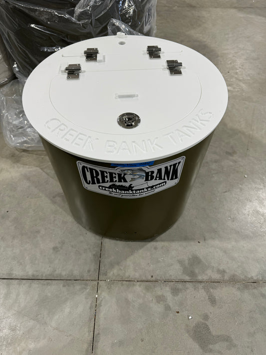 scratch / Dent 30 Gallon Creek Bank Tanks Version 2 od green white lid white inner