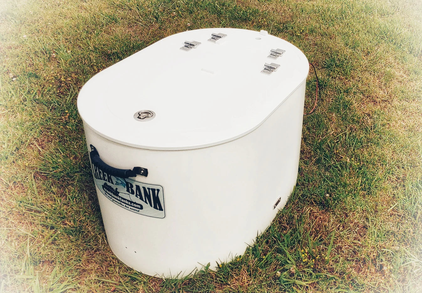 Scratch and Dent 50 gal w/ filter system  White Inner Creek Bank Tanks Version 2-3
